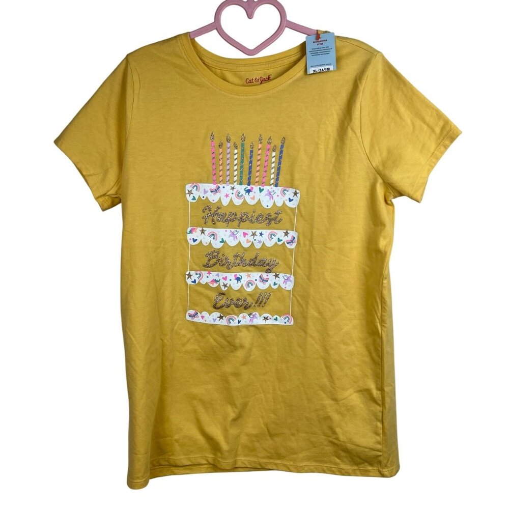 Cat & Jack Glitter Happy Birthday Tee
